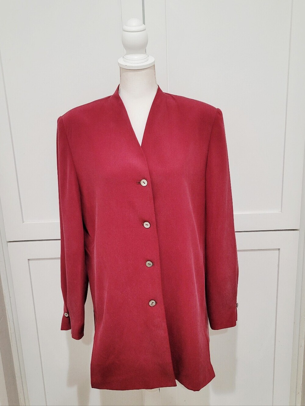 Valerie Stevens 100% Silk Mauve Quiet Luxury Button Front Jacket | Size 10